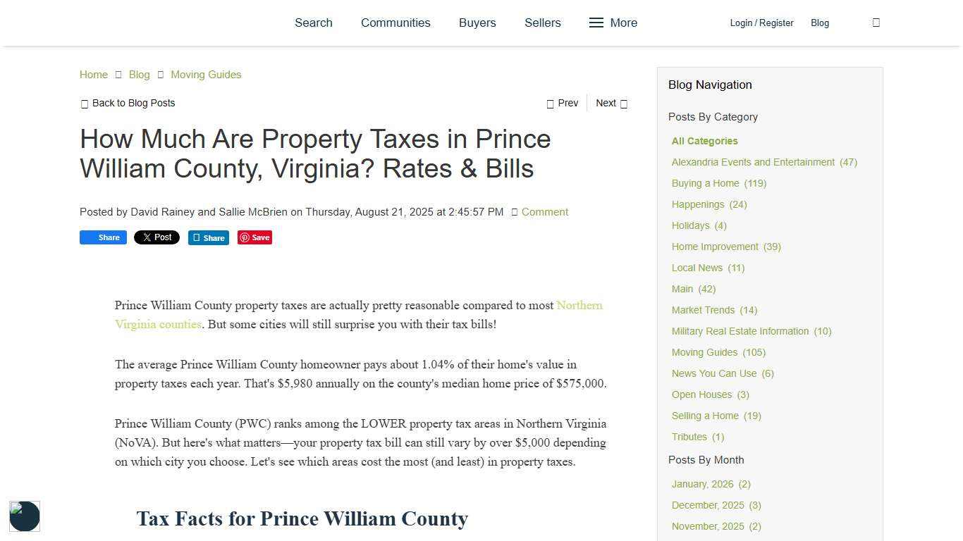 How Much Are Property Taxes in Prince William County, VA?